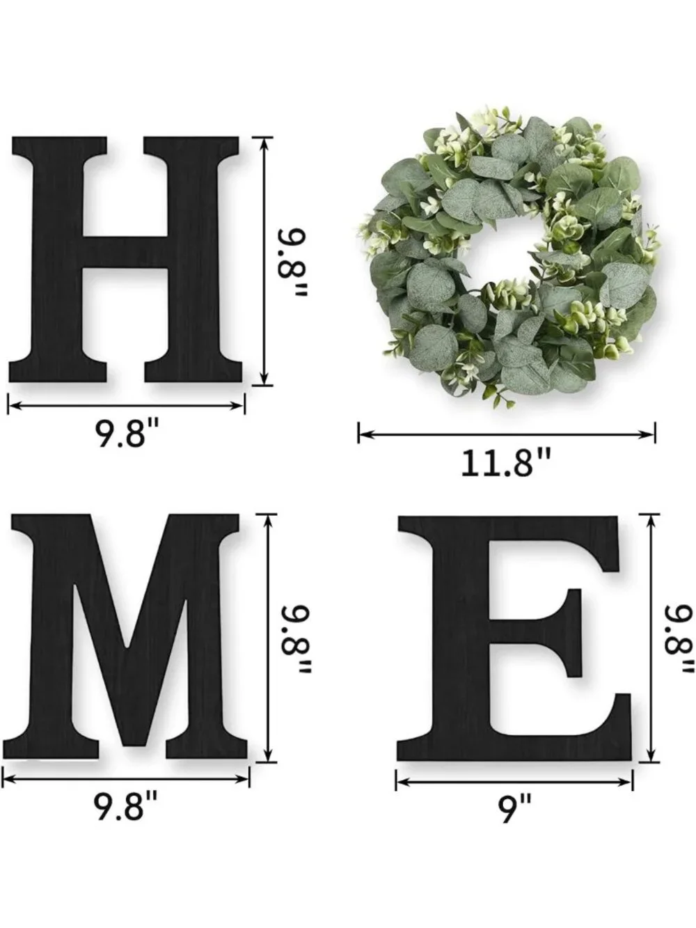 Rustic Wood Home Sign with Eucalyptus Wreath | Farmhouse Wall Decor for Living
